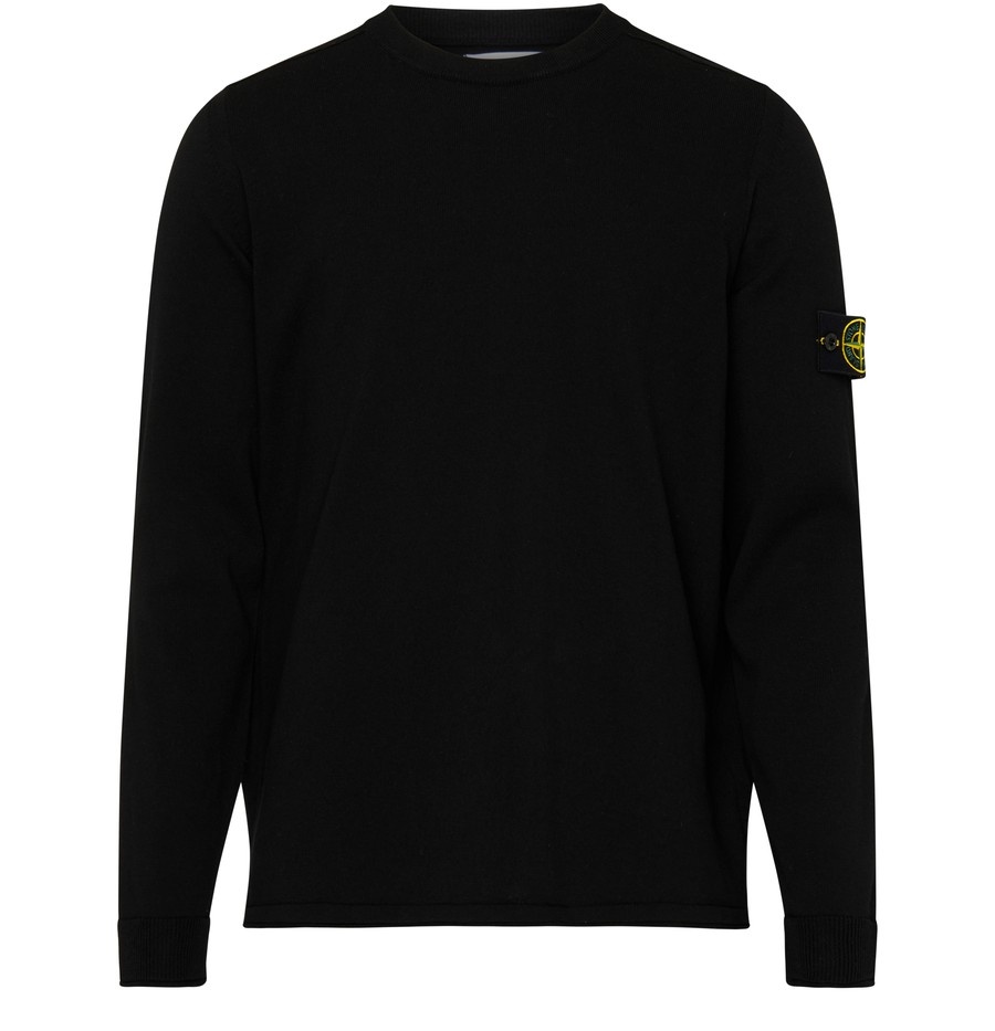 V neck sweater with logo patch - 1