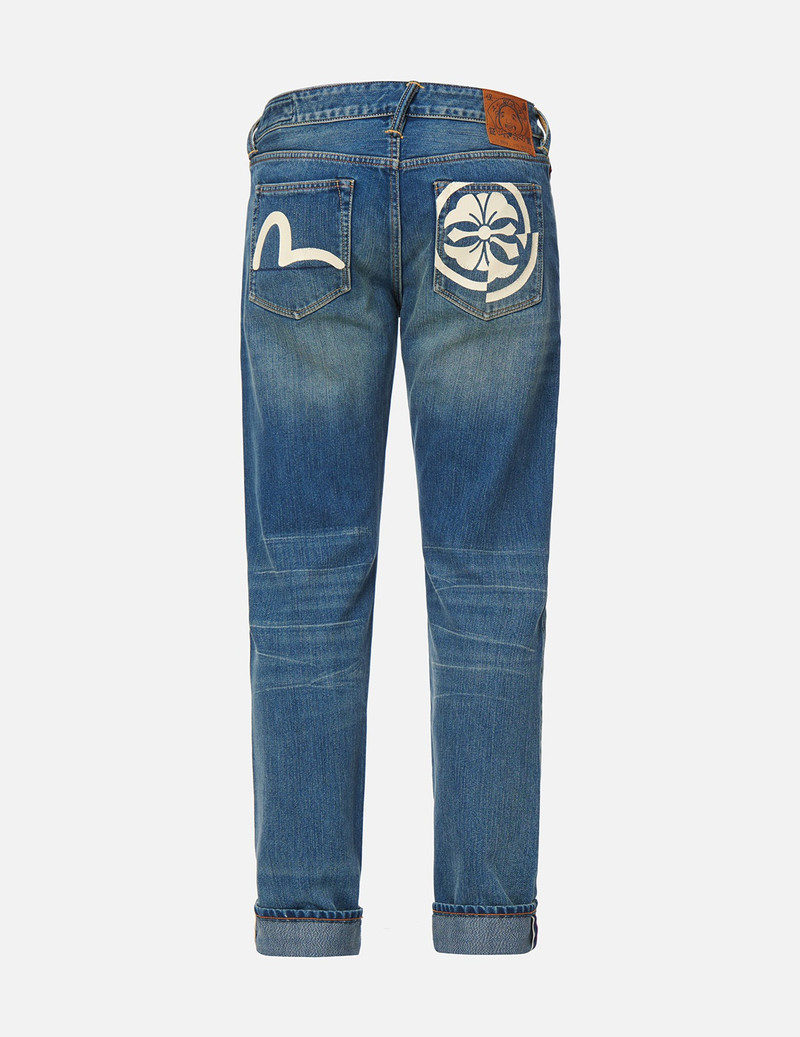 EVISU MISMATCHED KAMON PRINT SLIM FIT JEANS #2010 outlook