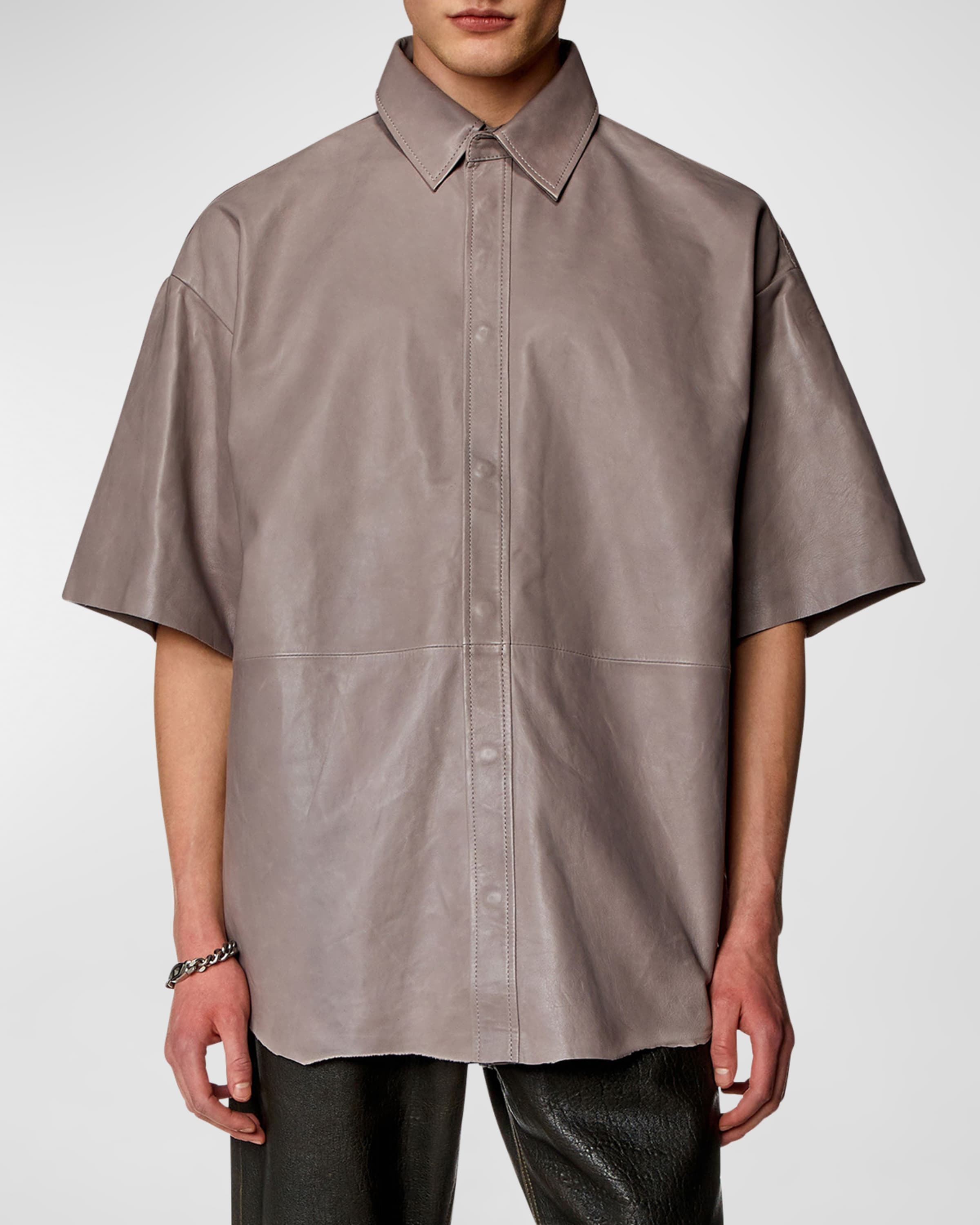 Men's Emin Leather Short-Sleeve Shirt - 2