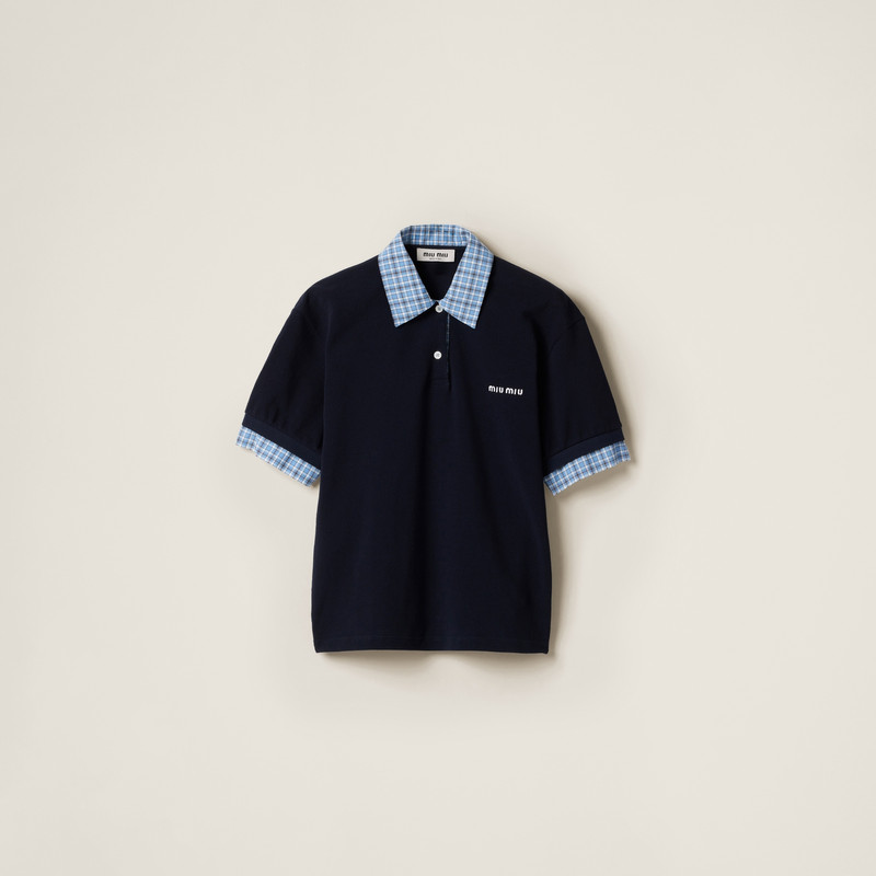 Miu Miu Piqué and poplin polo shirt - MJN555_15WD_F0008_S_OOO