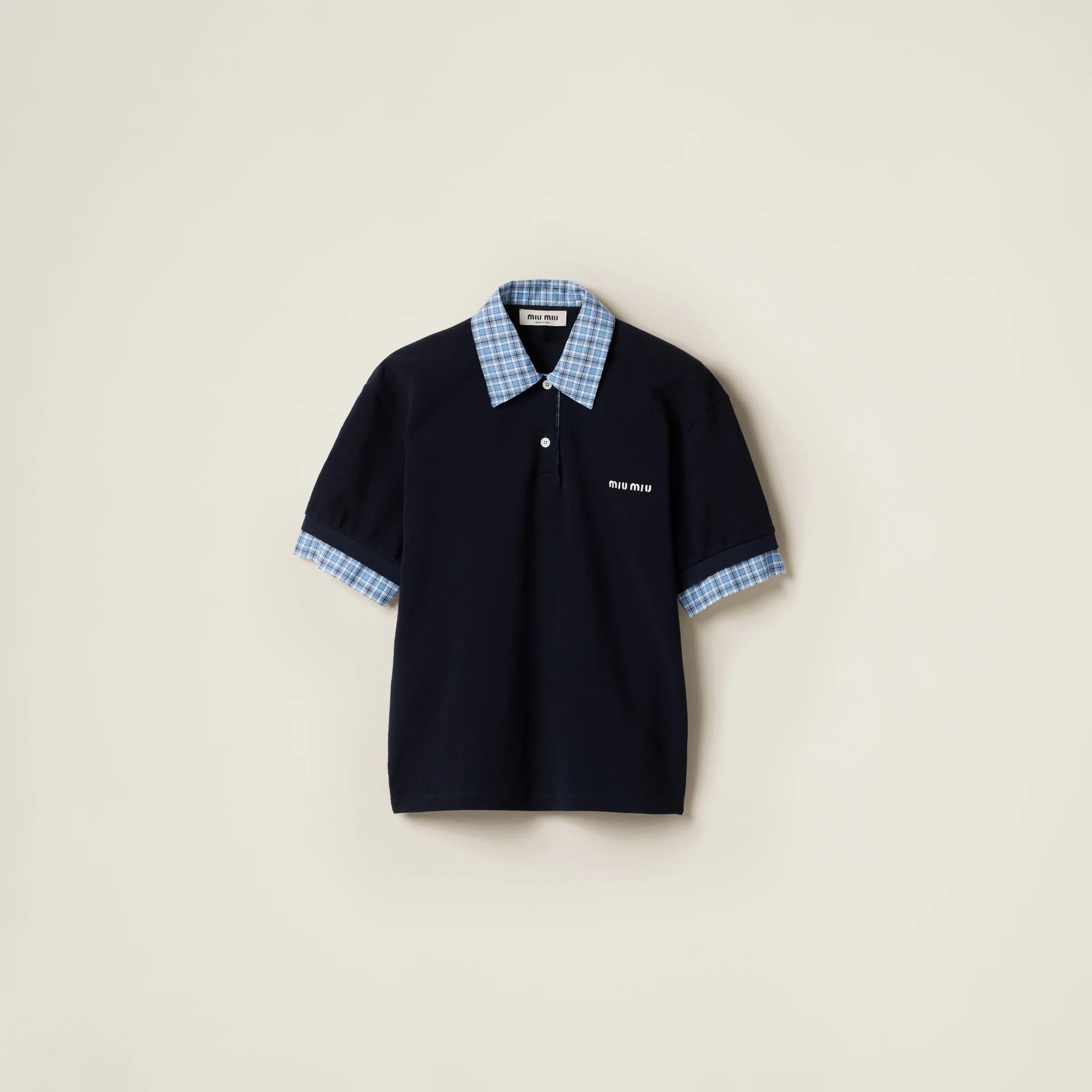 Piqué and poplin polo shirt - 1