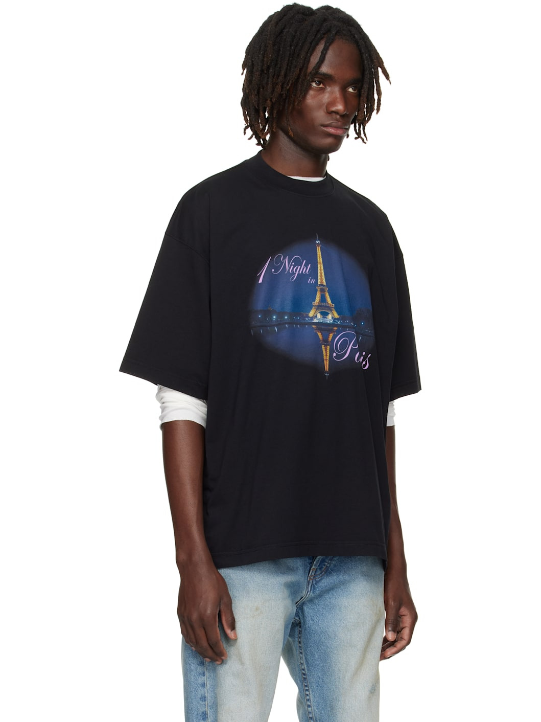 Black 'Night In Paris' Oversized T-shirt - 2