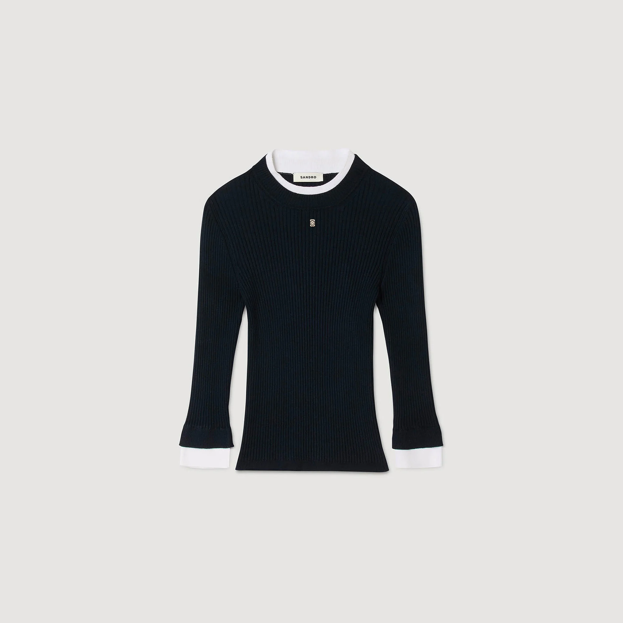 LAYERED EFFECT WOOL BLEND SWEATER - 1