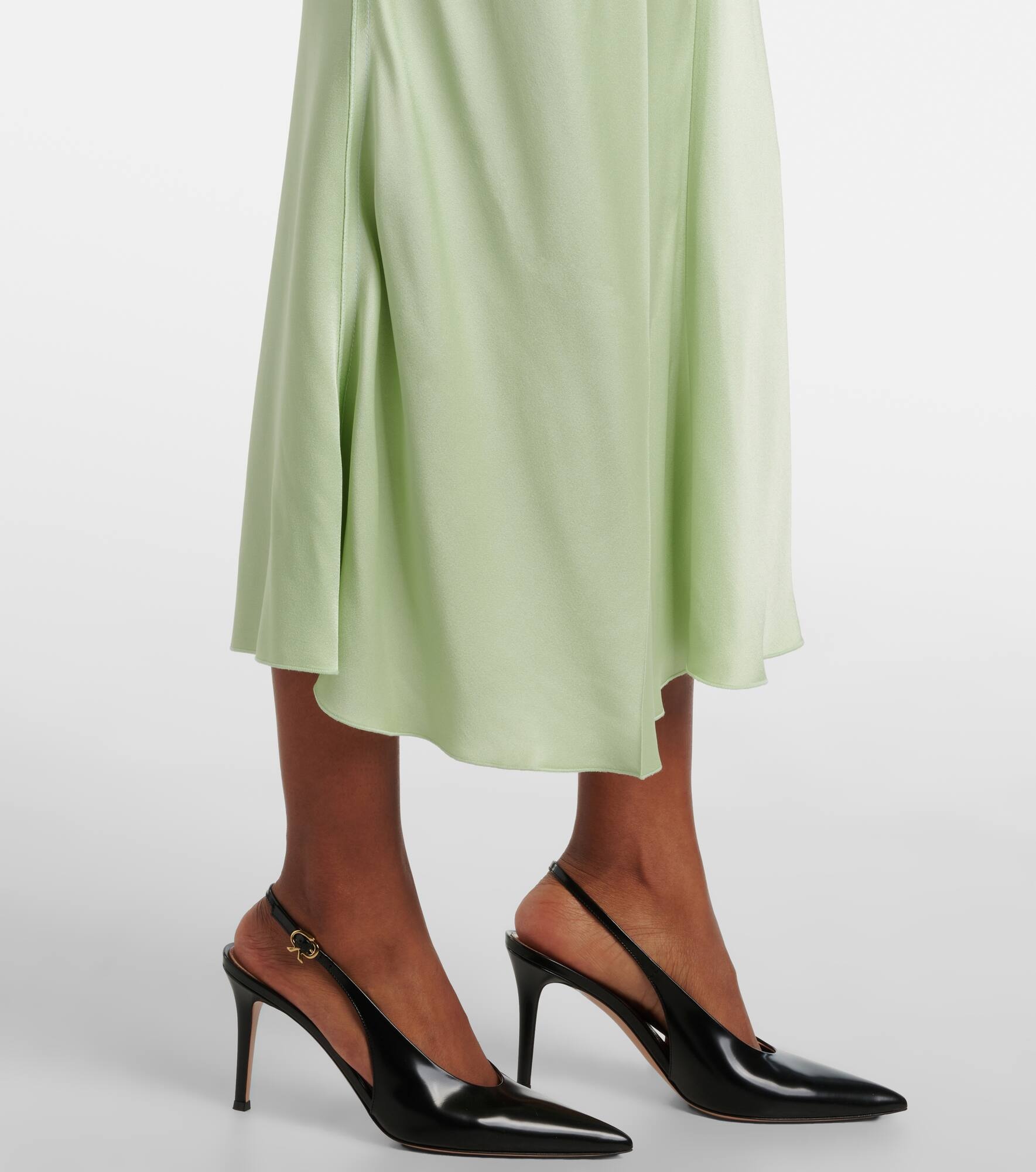 Gathered crêpe satin midi dress - 5