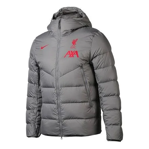 Nike Strike 인쇄 패턴 후드 다운 재킷 회색 DA6665-087 - 1