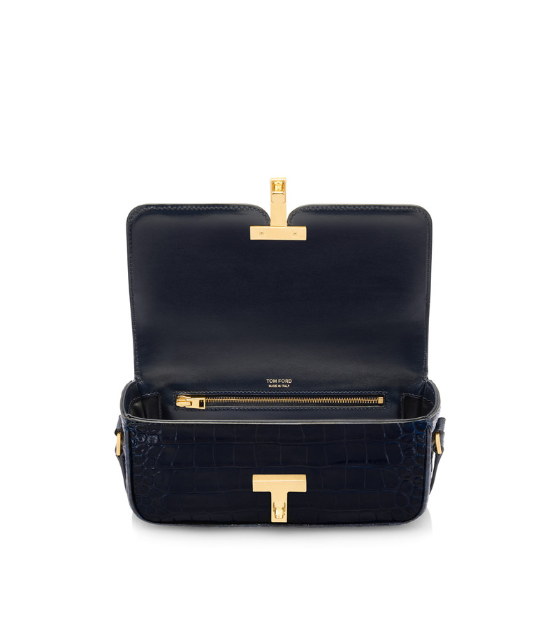 SHINY STAMPED CROCODILE LEATHER WALLIS E/W SHOULDER BAG 4