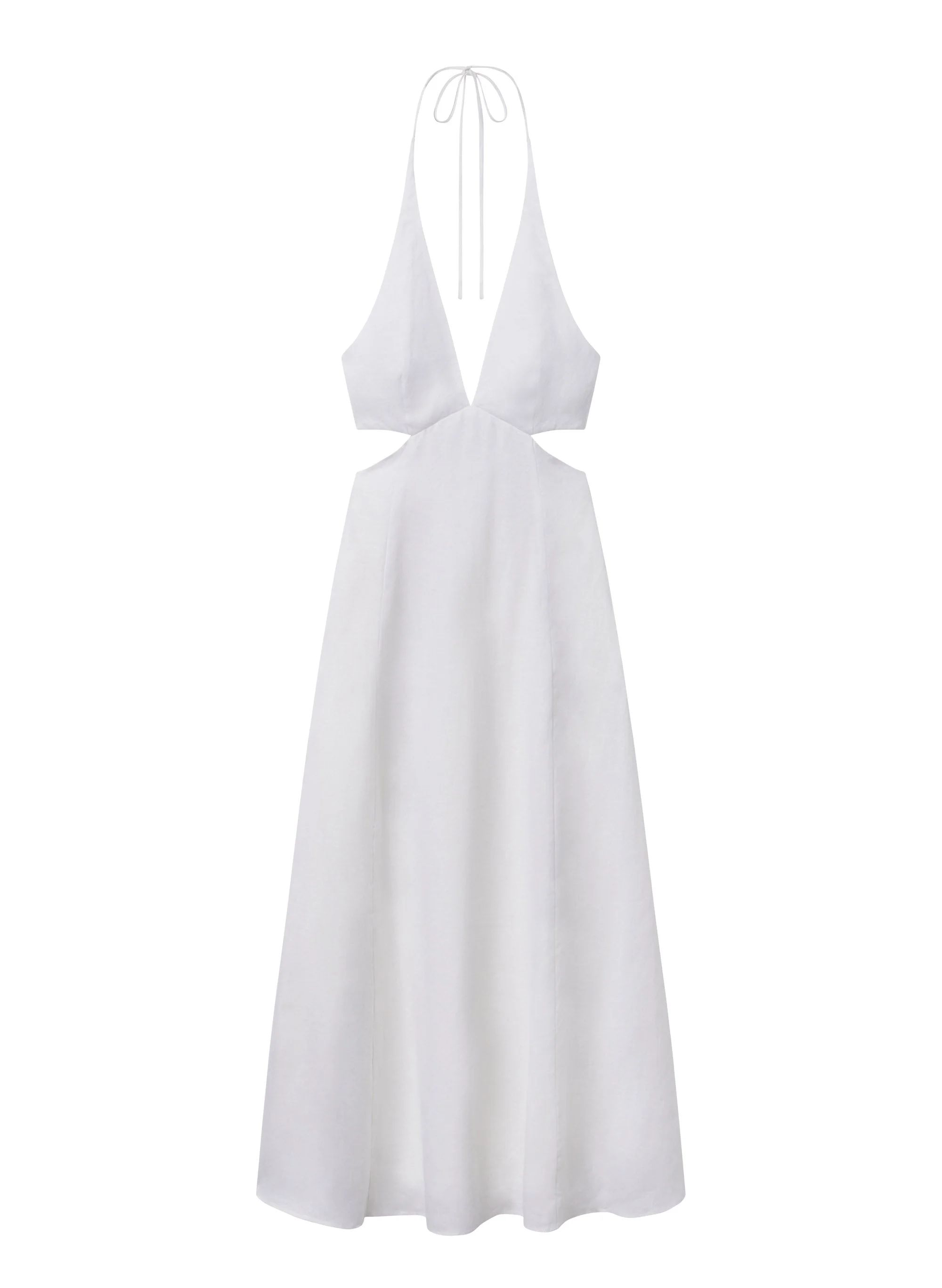 Evelena Tie-Back Linen Midi Dress - 1