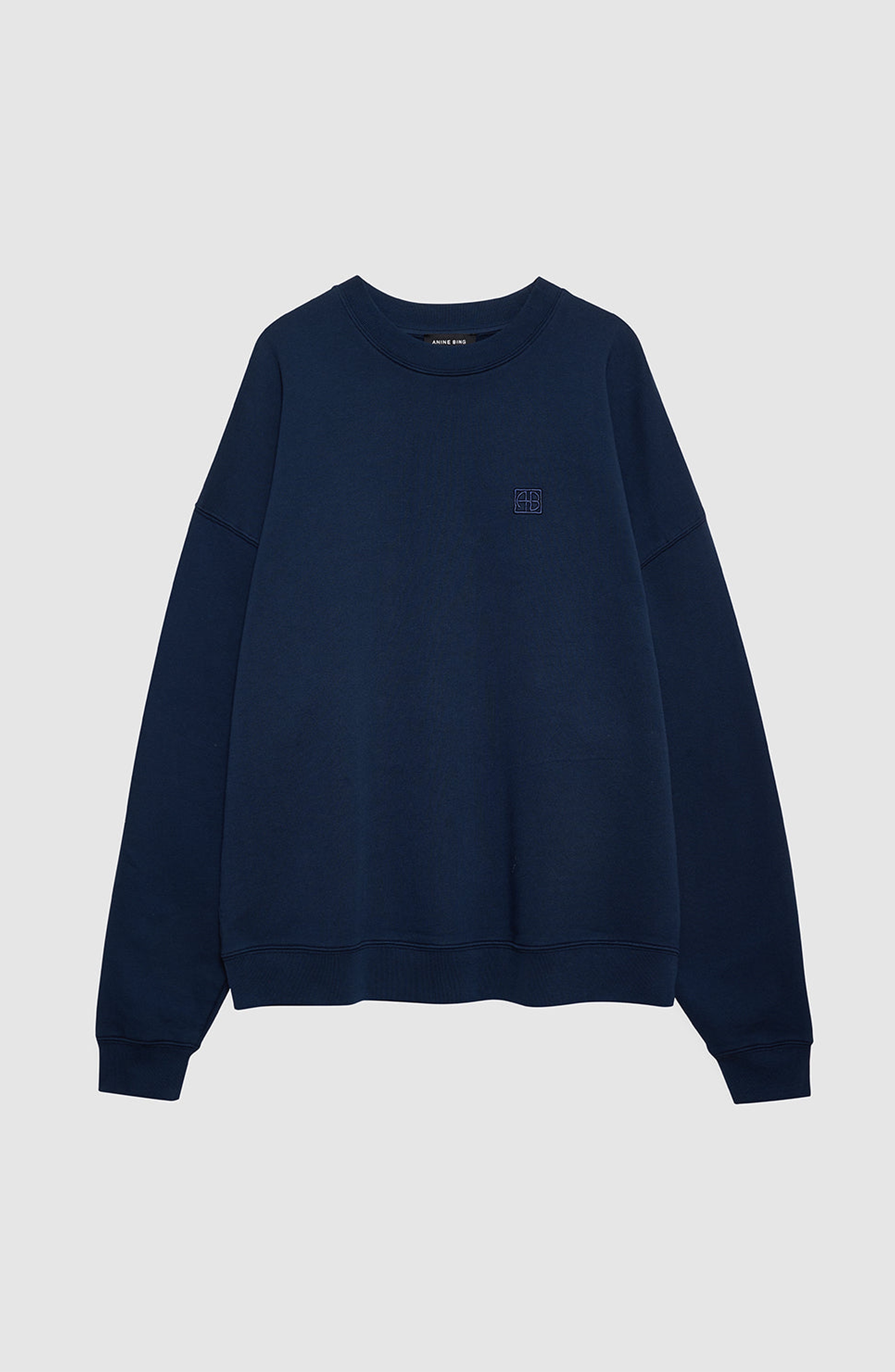 ANINE BING Miles Sweatshirt Framed Monogram in Washed Navy at Nordstrom - 4