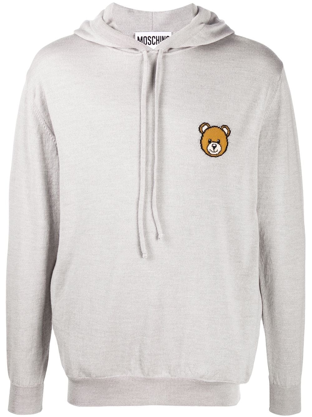 Teddy Bear motif knitted hoodie - 1