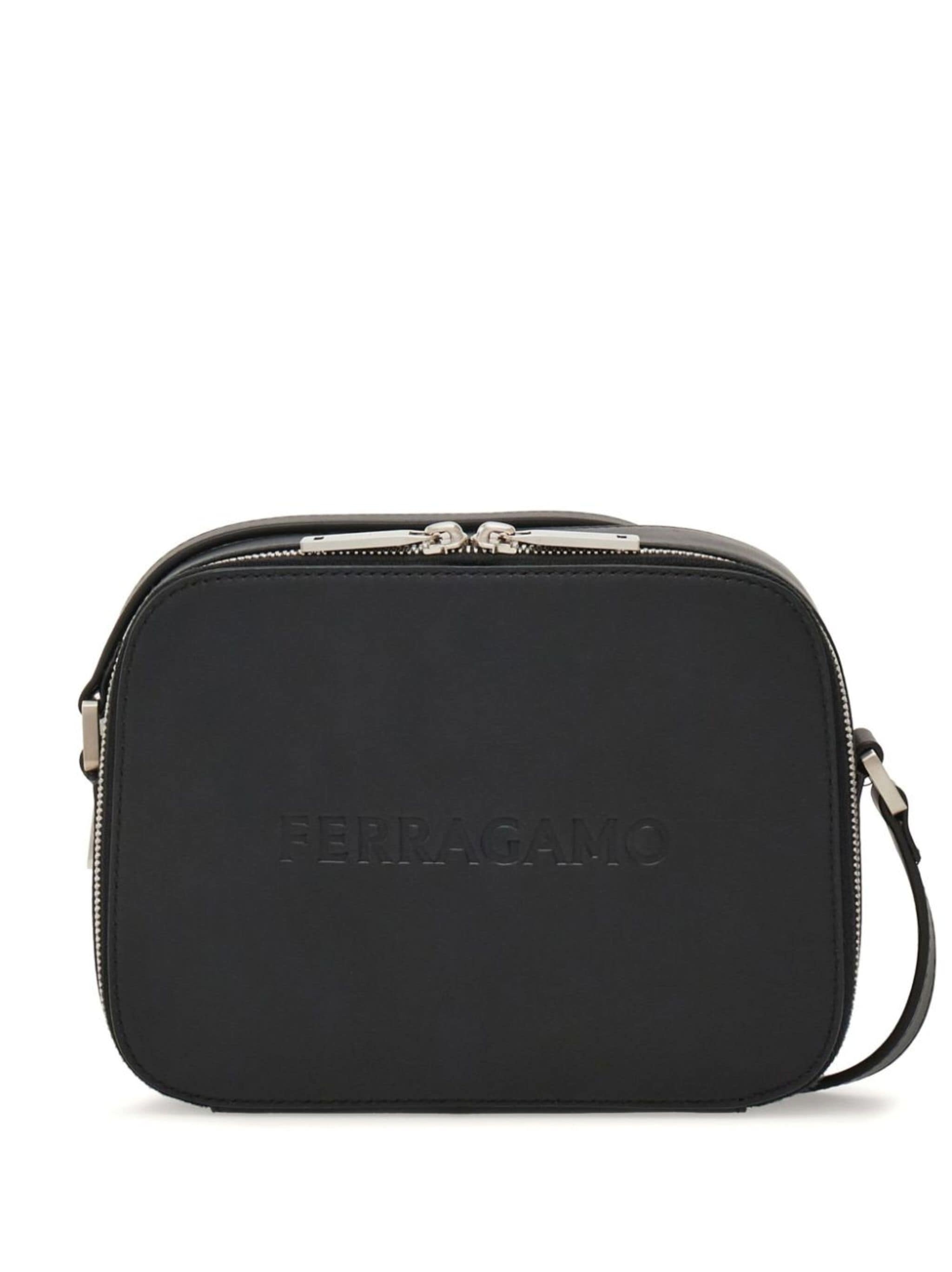 logo-debossed leather shoulder bag - 1