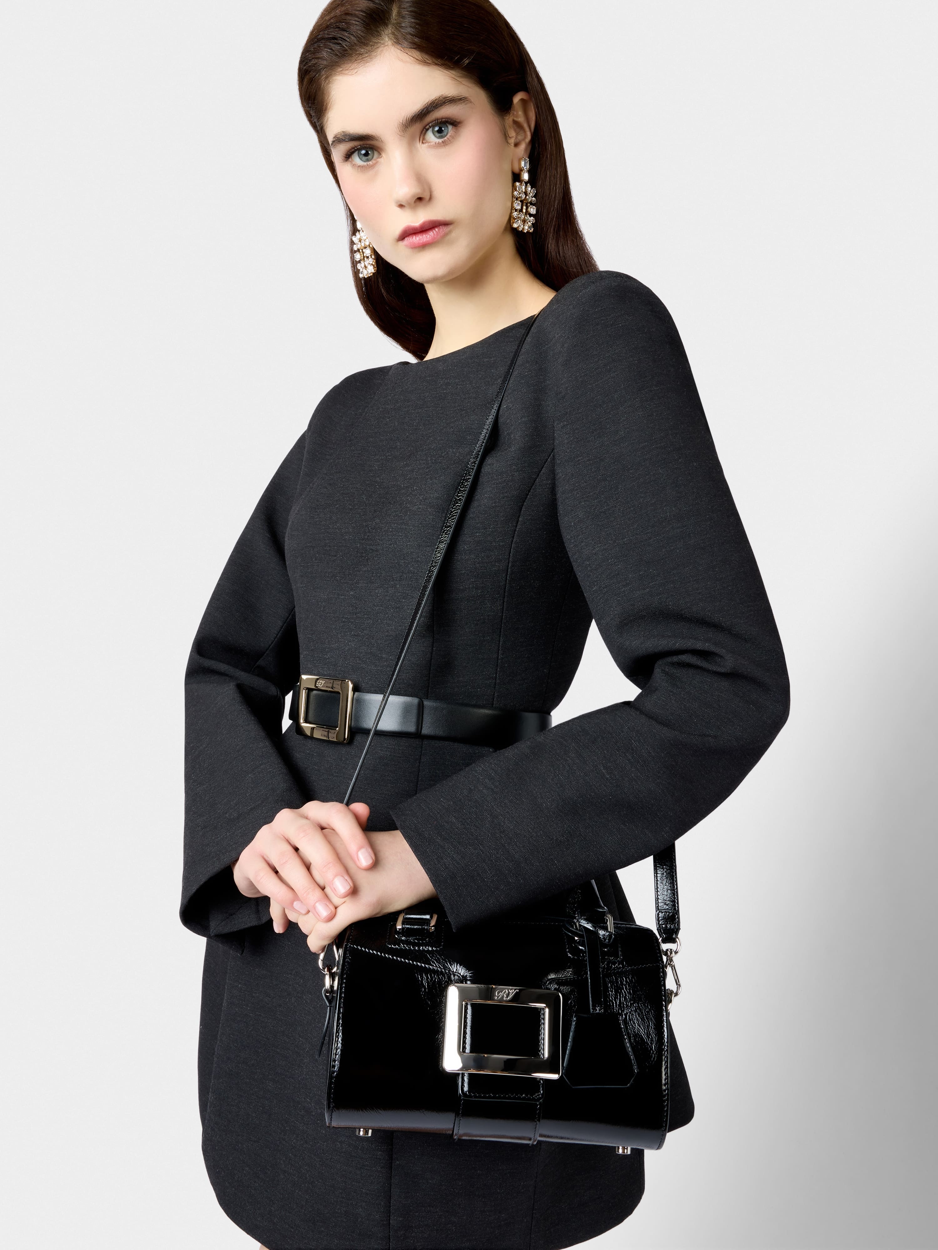 ショルダーバッグ・ポシェット Roger Vivier Belle Vivier Mini Bowling Bag In Black Patent L Viv' Choc Mini Shopping Bag in leather Black Woman