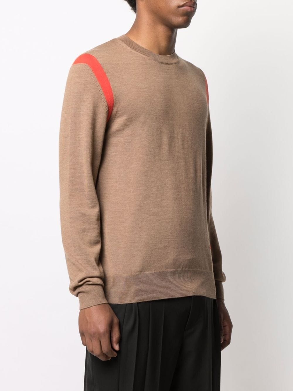 contrast-panel fine knit jumper - 3