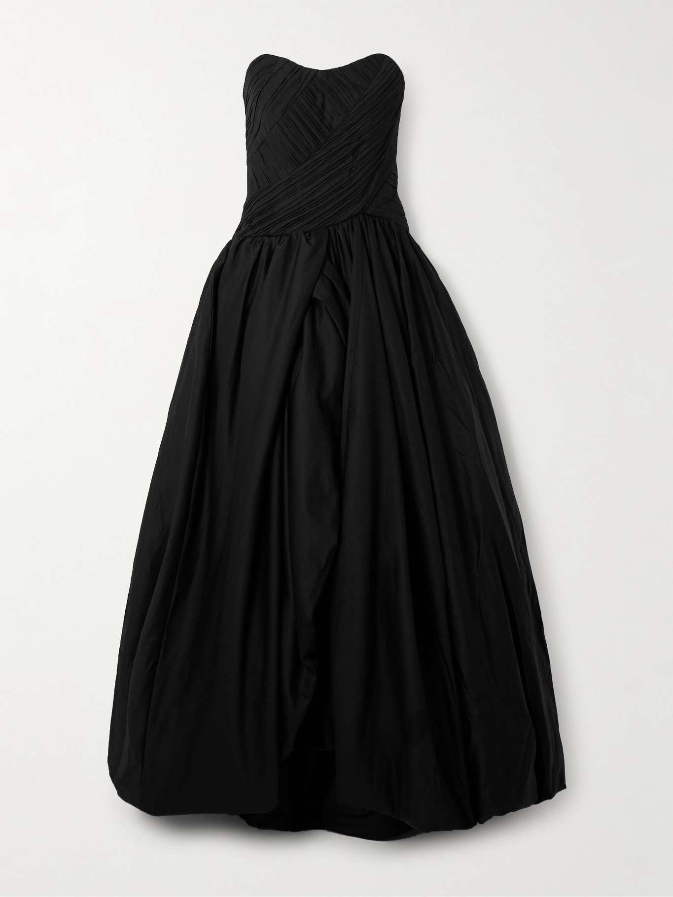 Spatial asymmetric strapless draped cotton-sateen gown - 1