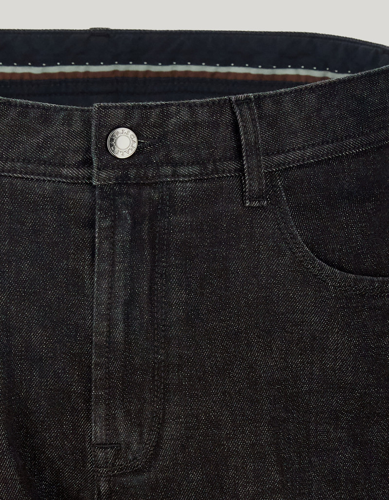 BLACK REGULAR FIT MIXED FABRIC DENIM BOOTCUT PANTS 6