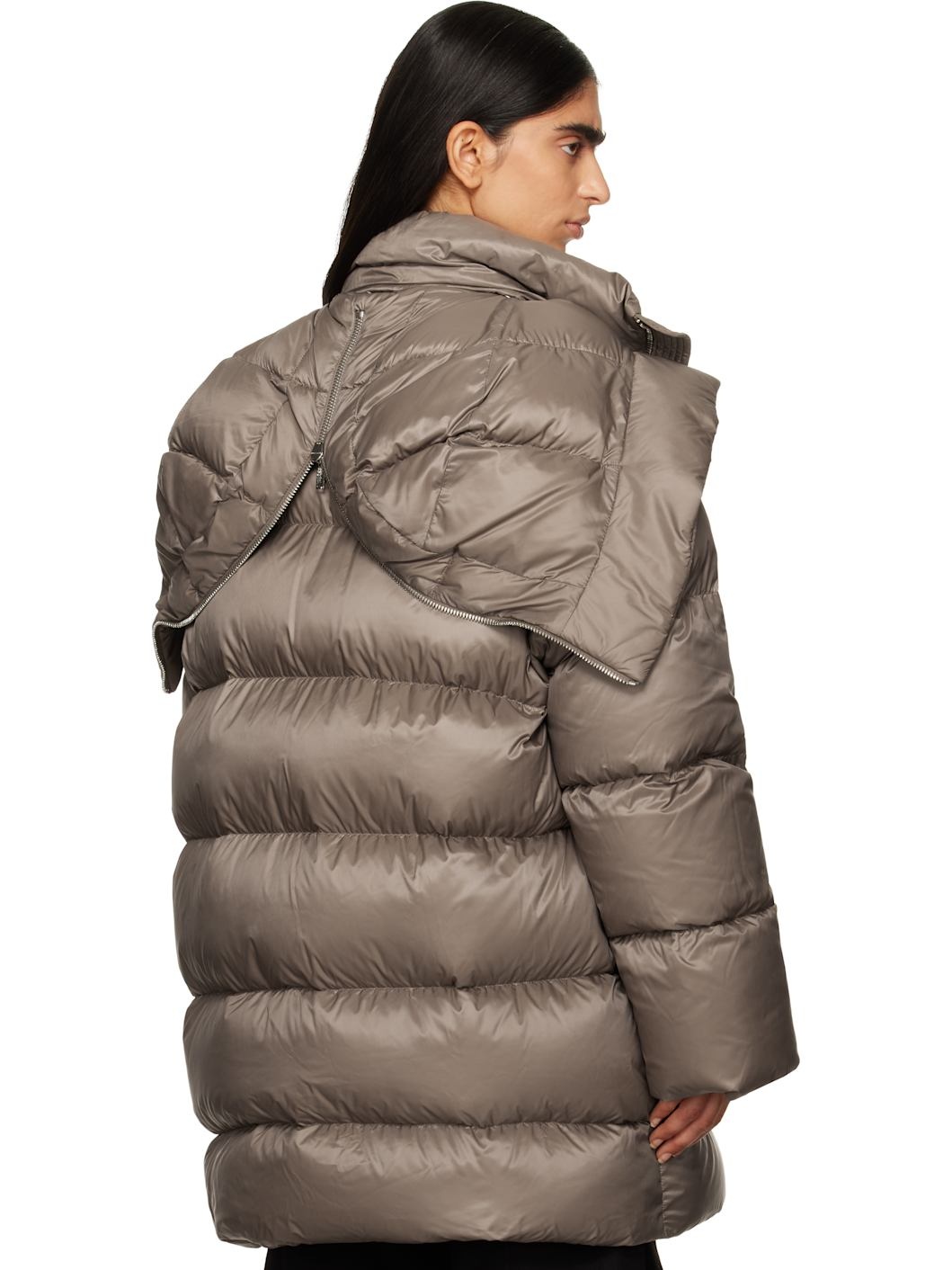 Moncler + Rick Owens Gray Hooded Cyclopic Down Jacket - 3