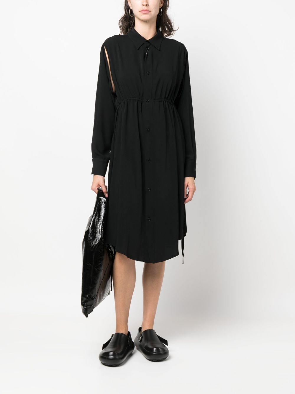 drawstring-waist shirt dress - 2