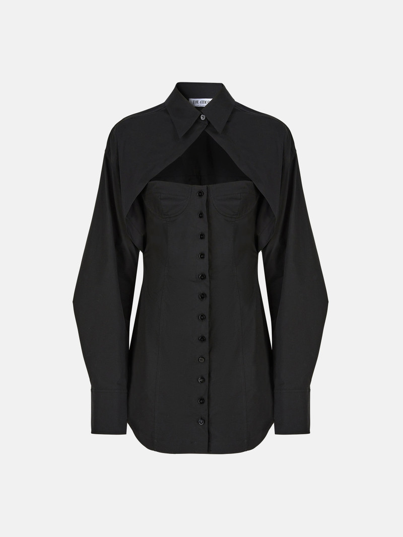 BLACK MINI SHIRT DRESS - 1