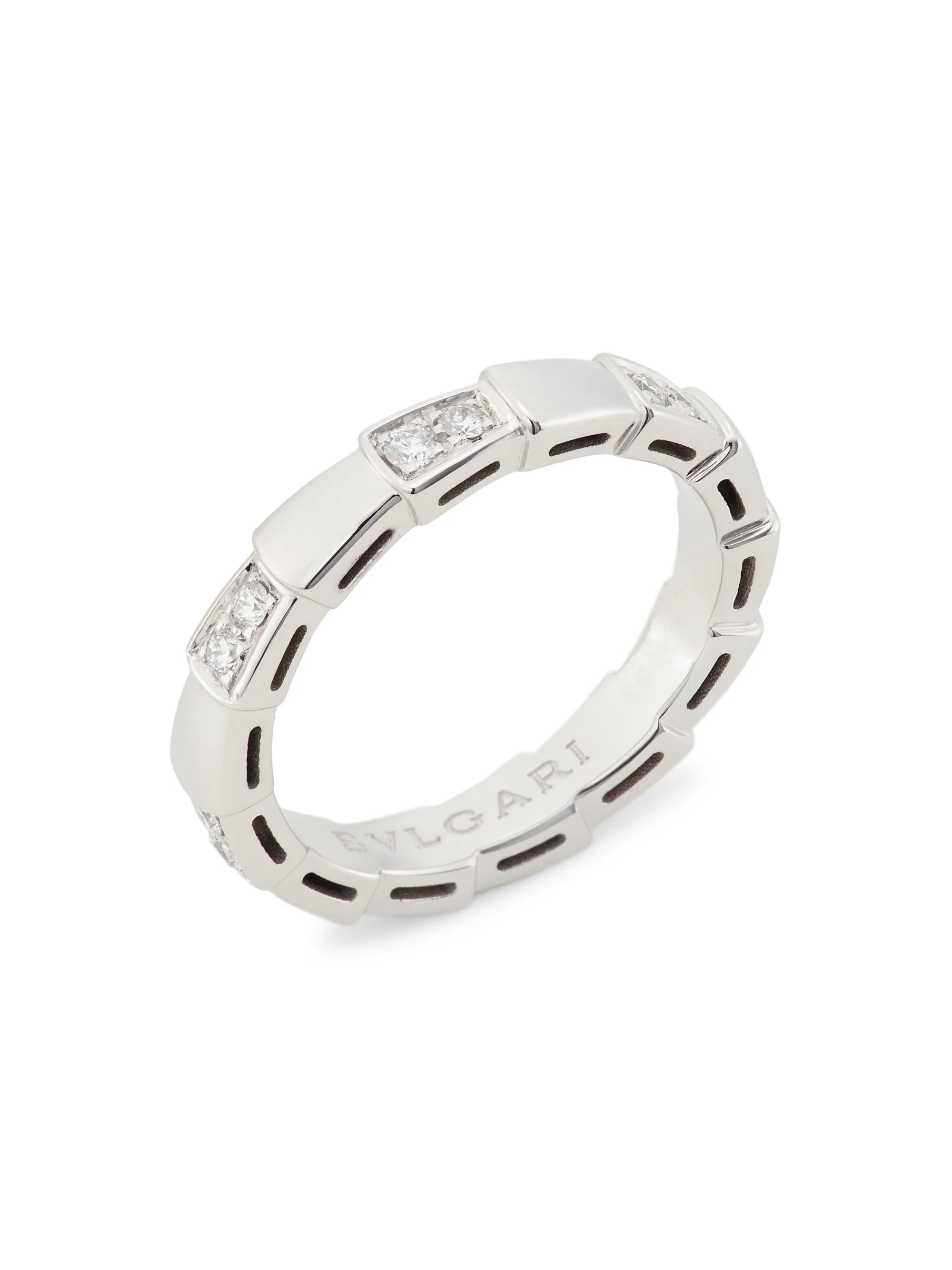 Women's Serpenti Viper 18K White Gold & Pavè Diamond Ring - White Gold - 1