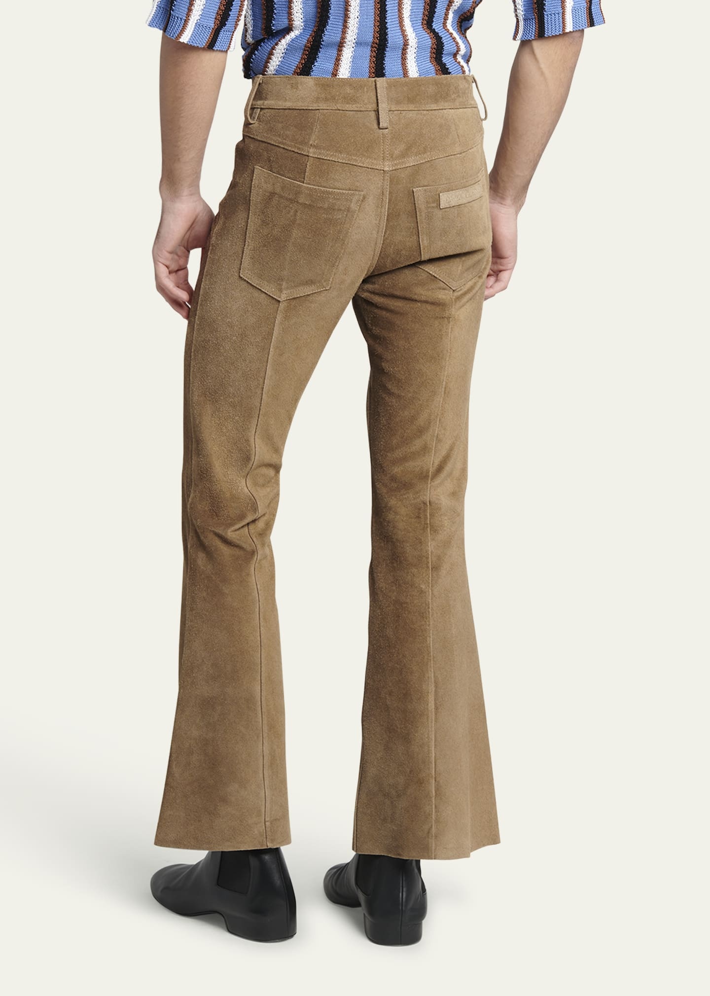 Men's Suede 5-Pocket Flare Pants - 3
