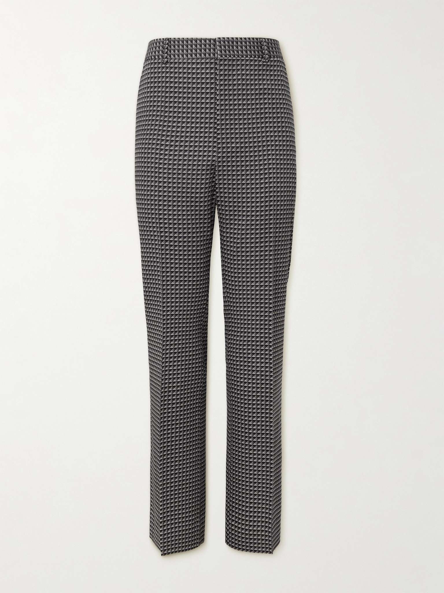 Pleated Straight-Leg Printed Wool-Twill Trousers - 1