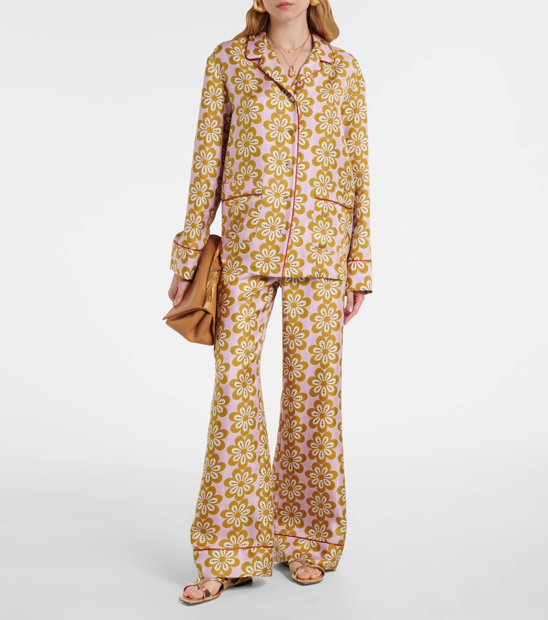 Floral silk twill pijama pants - 2