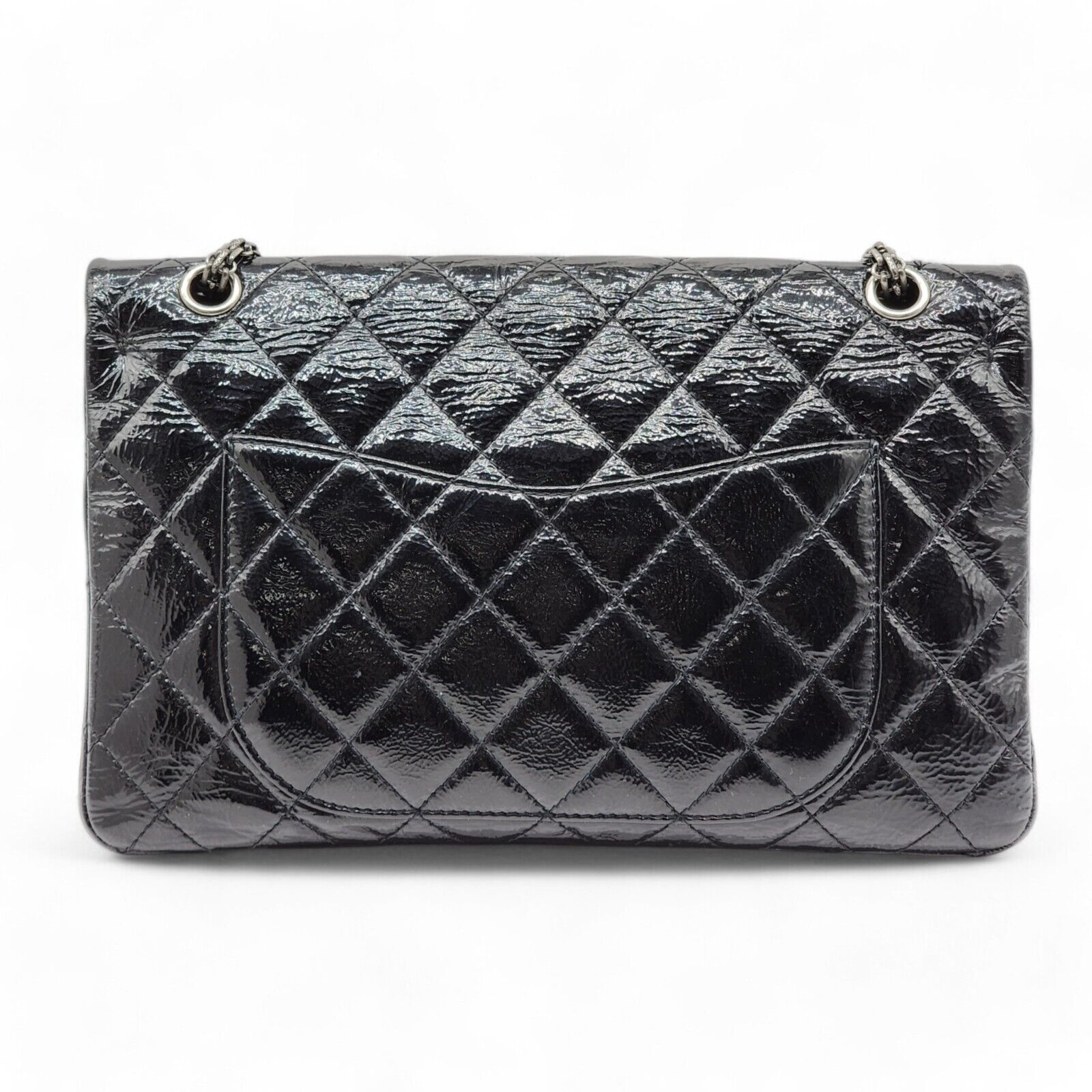 Chanel Classic 2.55 Reissue Jumbo Double Flap Bag - Quilted Patent Leather Black - 3