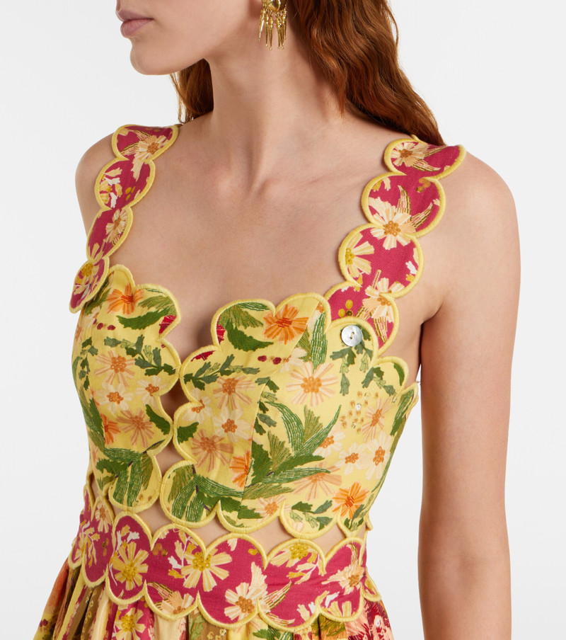 Stitched Garden floral linen-blend midi dress 3