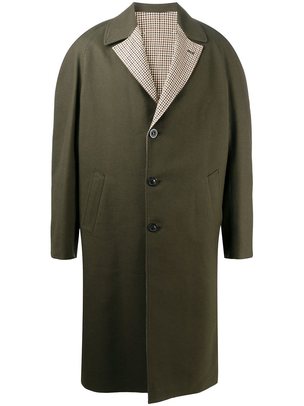 gingham check lined overcoat - 1