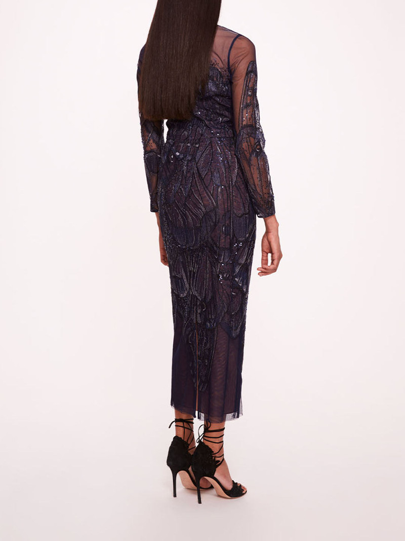 Marchesa WINGED SYMPHONY MIDI DRESS outlook