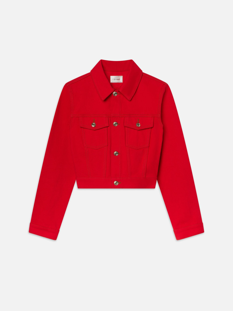 The Tailored Denim Jacket in Herrera Red 1