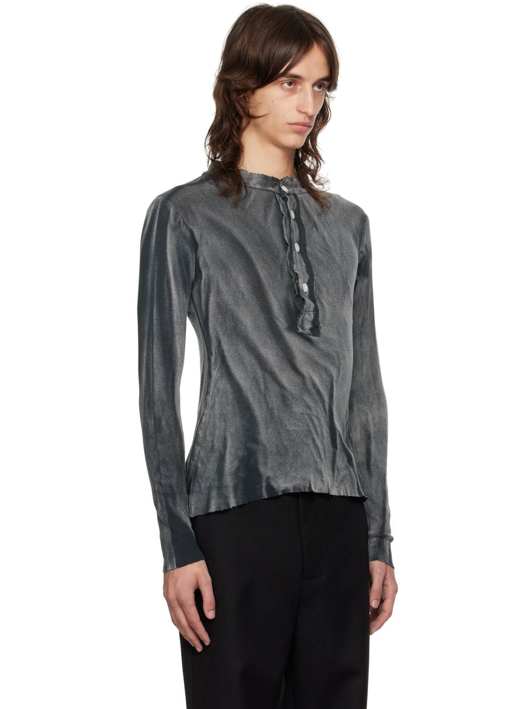 Black Raw Stack Henley - 2