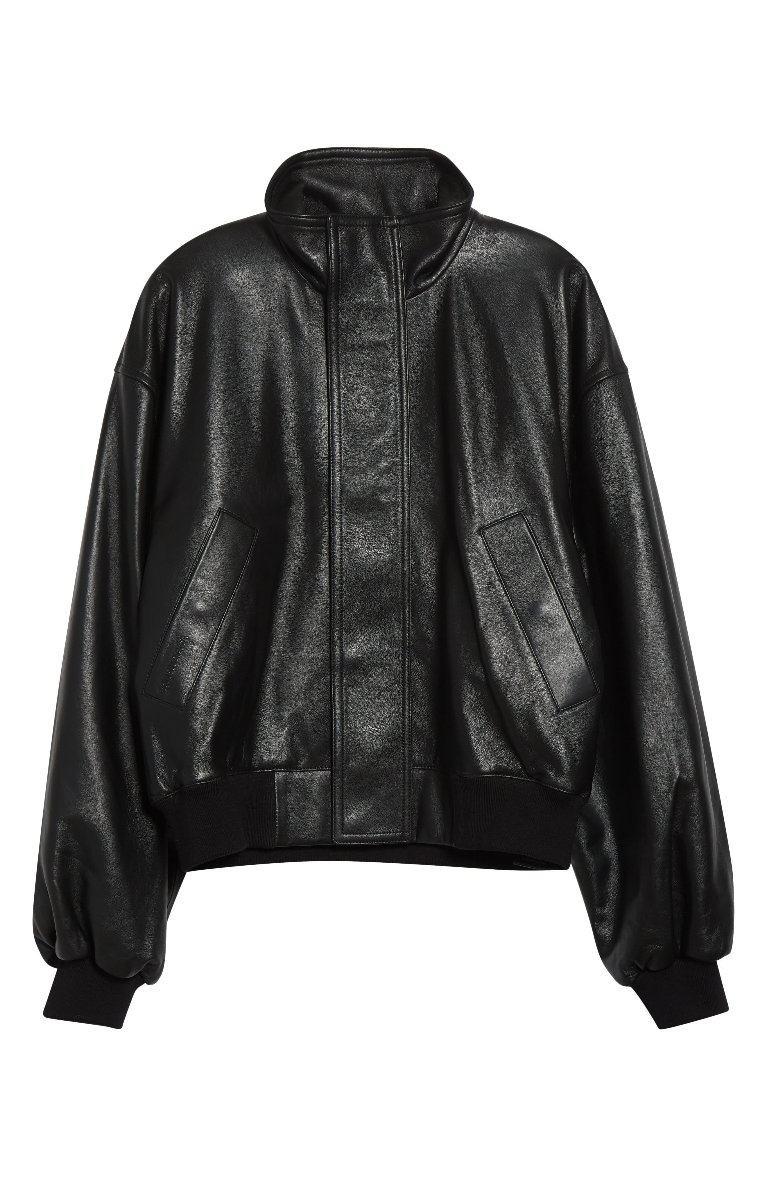 Balenciaga Oversize Lambskin Leather Jacket in 1000 Black at Nordstrom - 1