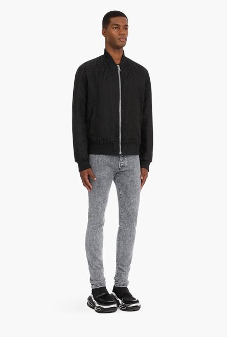 Reversible black bomber jacket with embossed Balmain logo - 7