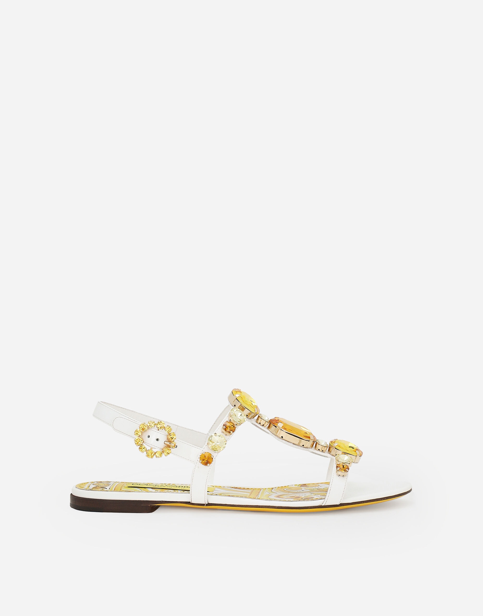 Patent leather sandals with stone embellishment - 1