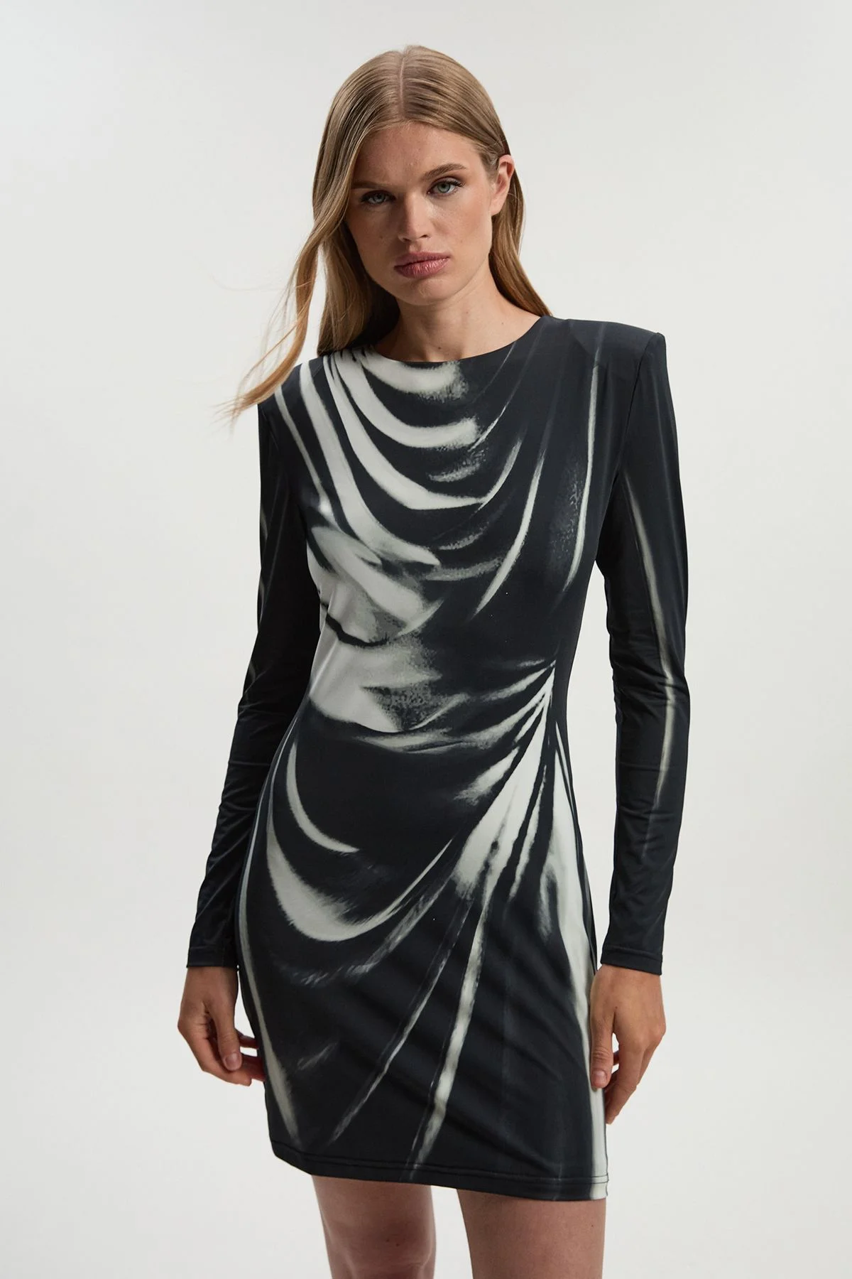 Archive Graphic Print Long Sleeve Mini Dress - 1