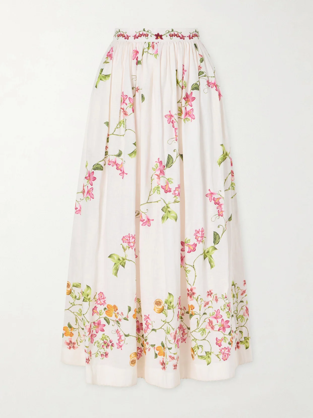 Tangelo Floral-print Linen Maxi Skirt - 1