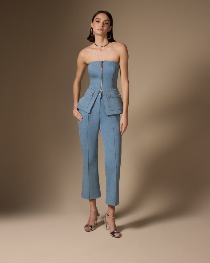 VERONICA BEARD Kean Pintuck Denim Pants outlook