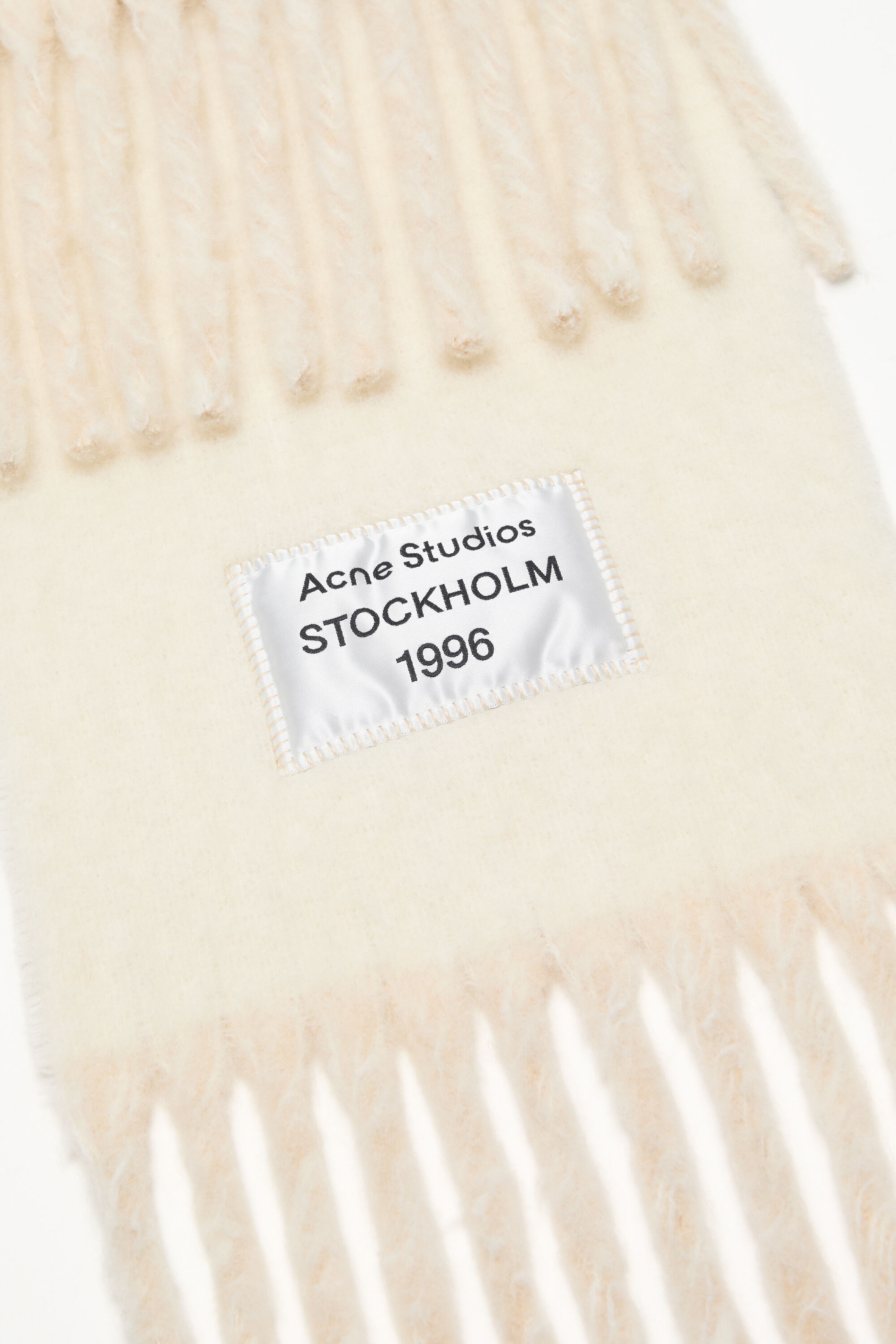 Fringed scarf logo label - White/beige - 2
