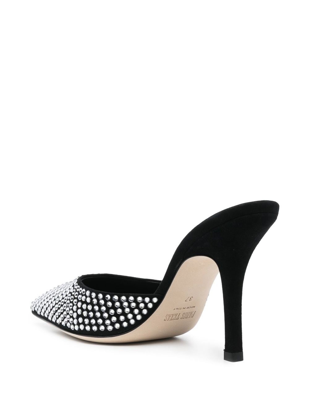 rhinestone 100mm leather mules - 3