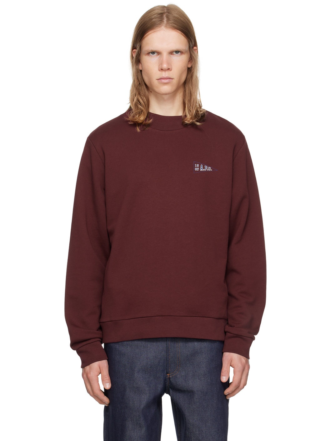 Burgundy Printed-Logo Sweatshirt - 1