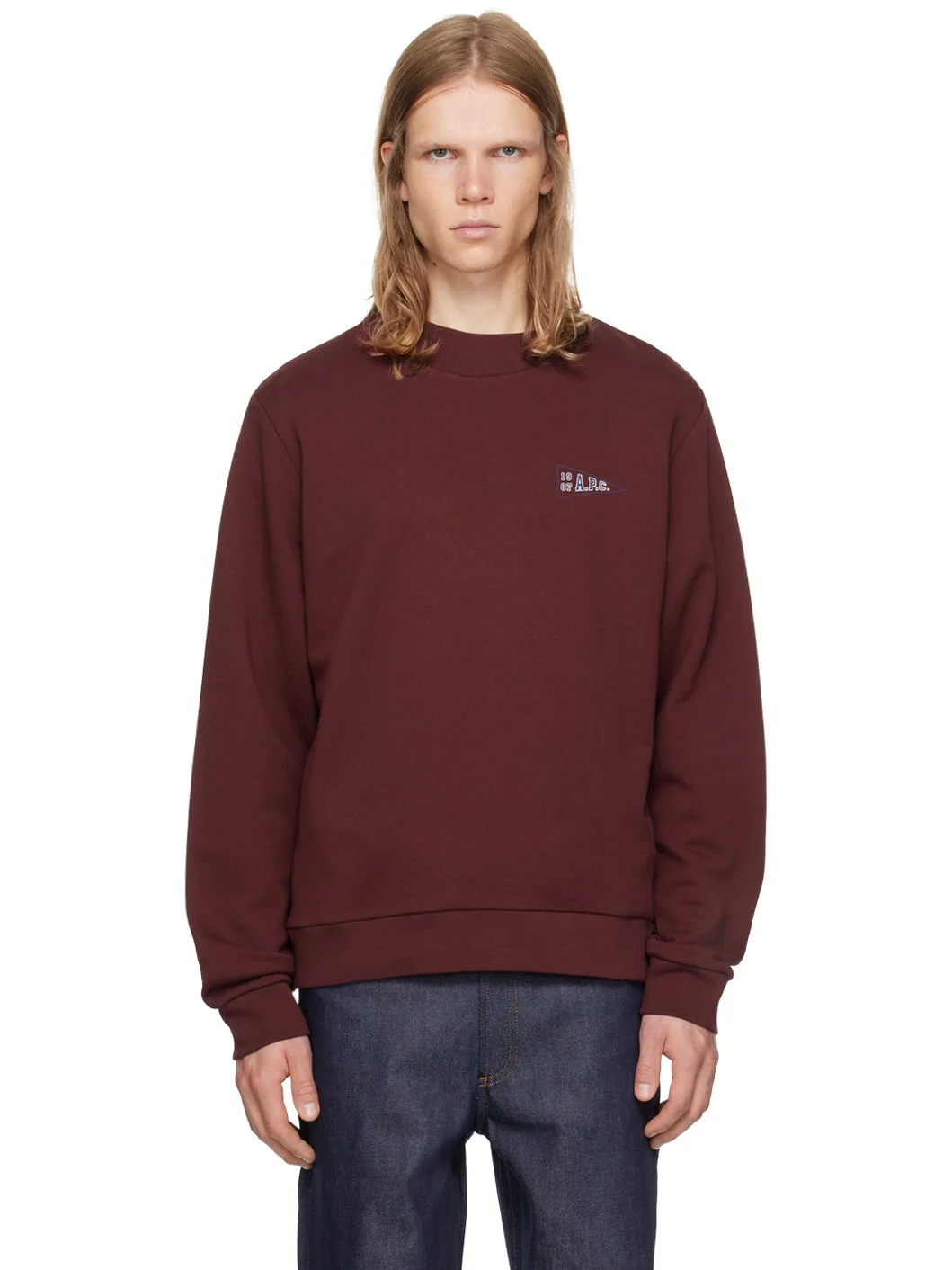 Burgundy Printed-Logo Sweatshirt - 1