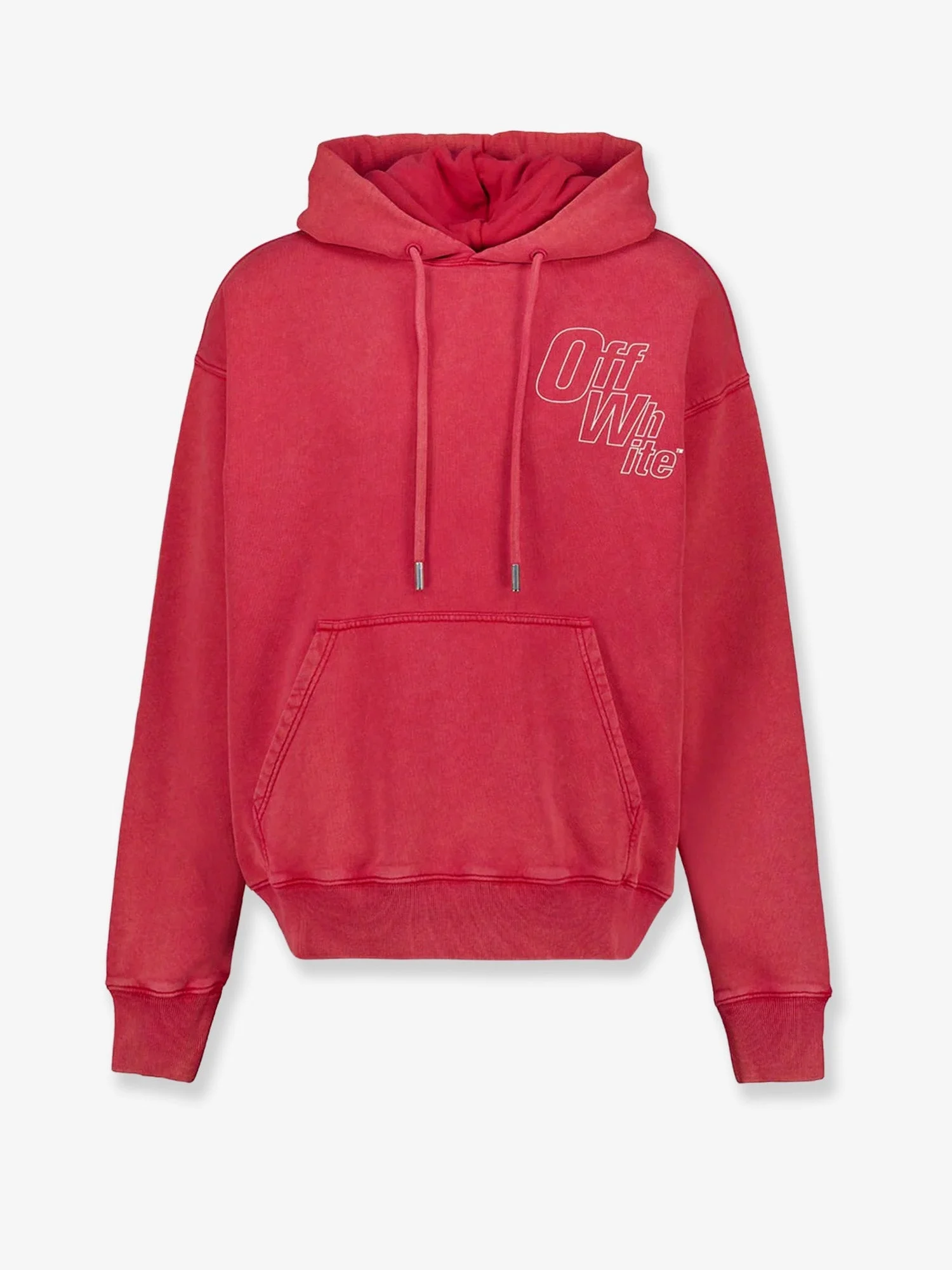 Off White Cotton Hooded Sweatshirt - 1