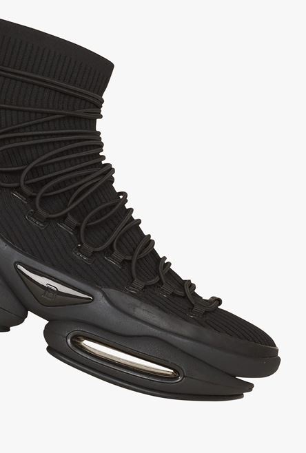Black knit and suede B-Bold high-top sneakers - 6