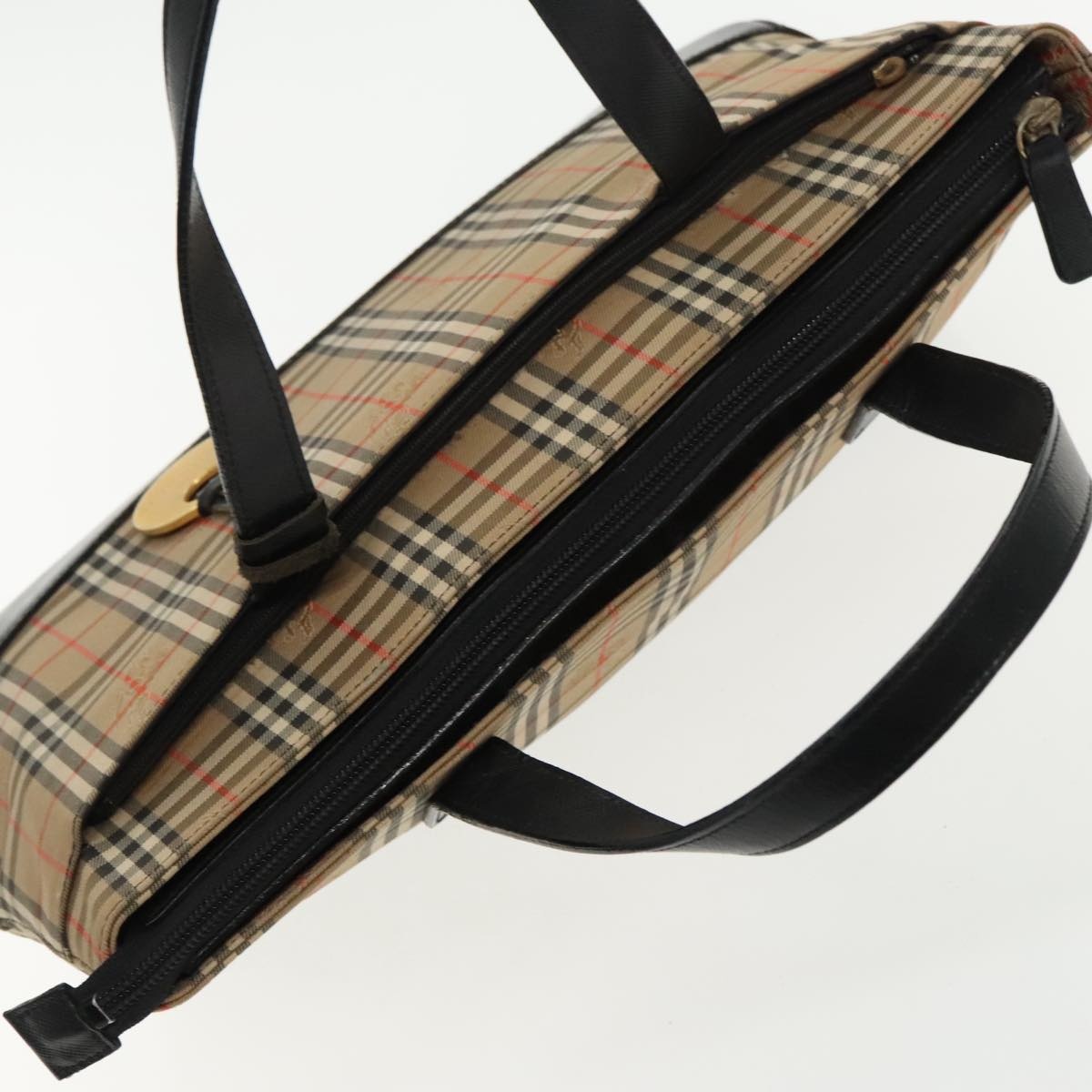 Burberry Nova Check Hand Bag Canvas Leather Beige Gold - 6