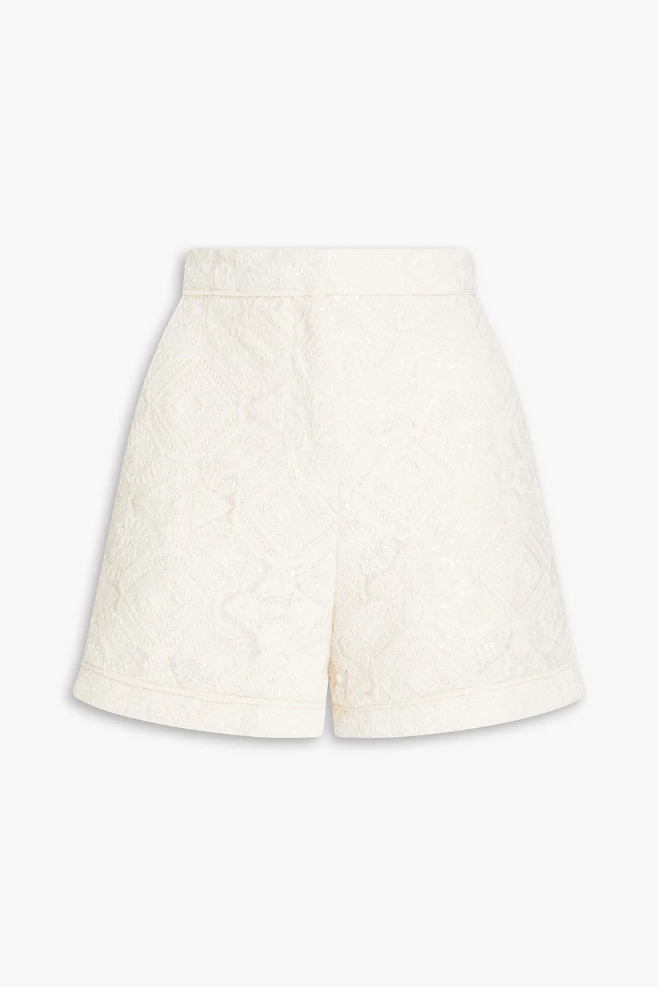 Sequin-embellished embroidered tulle shorts - 1