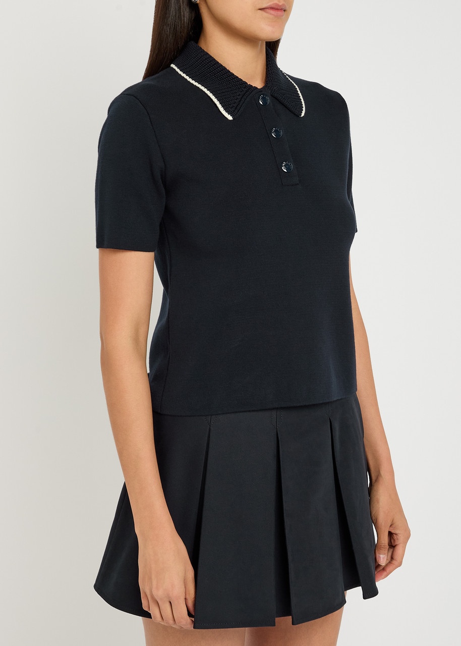 Moncler Knit Collar Cotton Polo Shirt - 2