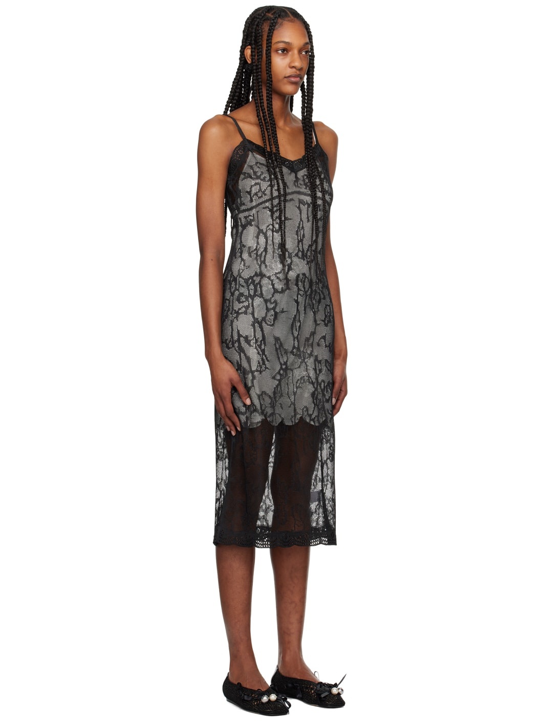 Black Floral Midi Dress - 2
