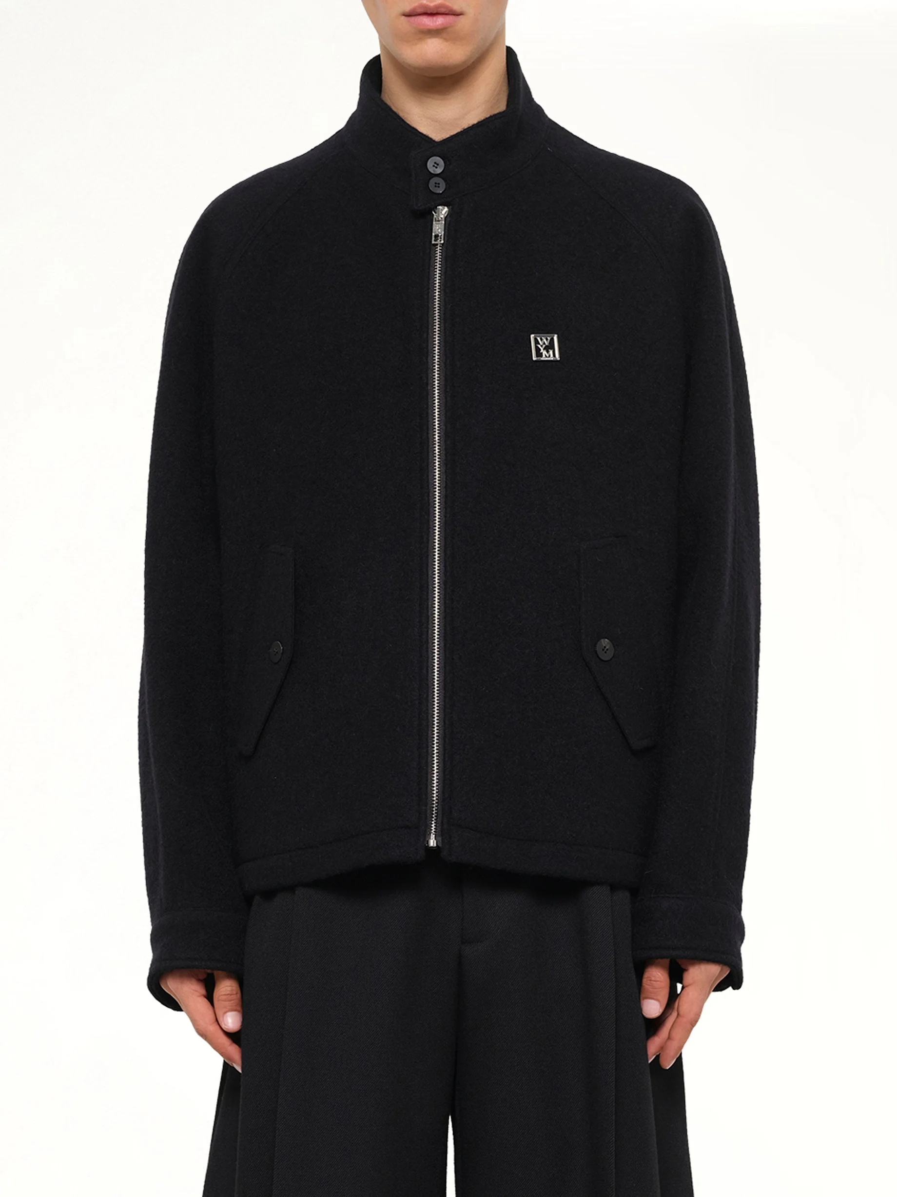 Alpaca Zipped Blouson in Black - 1