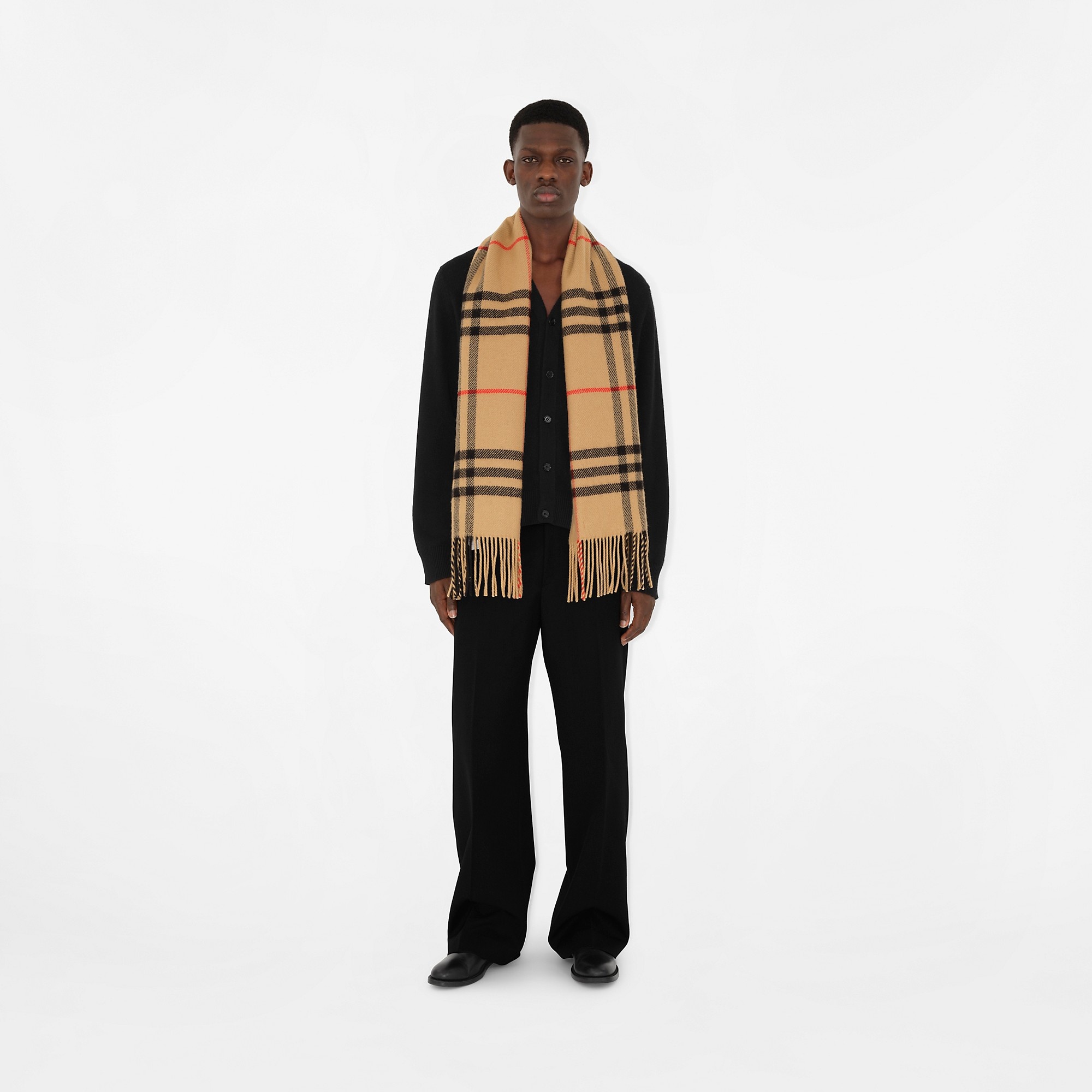 Check Wool Cashmere Scarf - 4