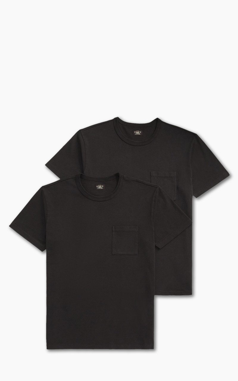 2-PACK GARMENT-DYED POCKET TEES BLACK - 1